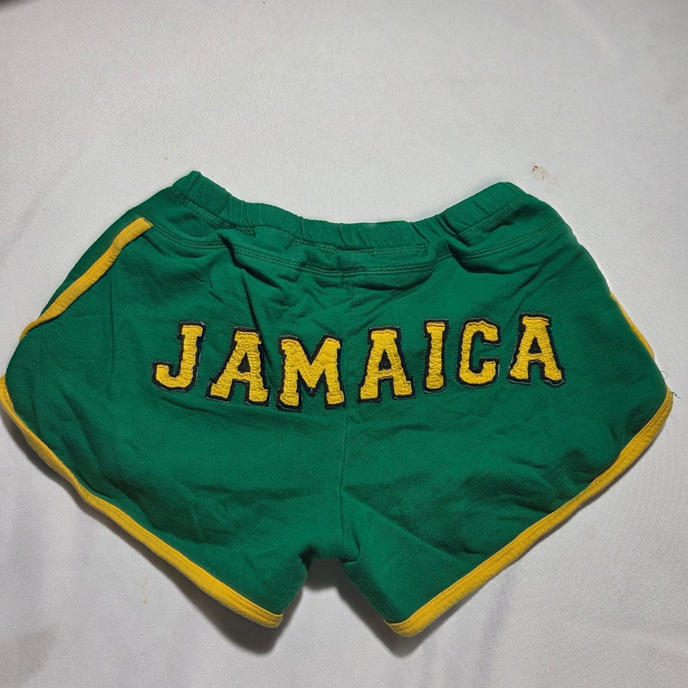Laid-Back Vintage Classics Jamaica Shorts Green Yellow Dolphin Athletic Womens M